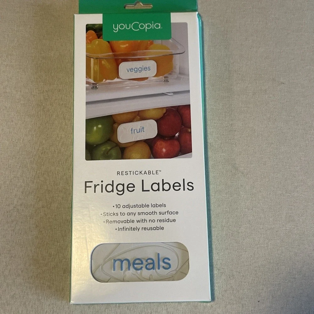 Restickable 3D Fridge Labels, 10-Piece Set with Reusable Nano-Suction, White NEW